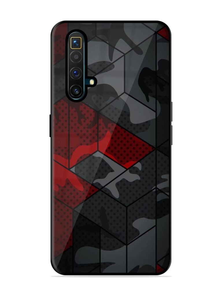 Red And Grey Pattern Glossy Metal TPU Case for Realme X3 SuperZoom Zapvi