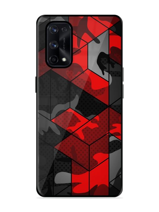 Royal Red Camouflage Pattern Premium Glass Case for Realme X7 Pro (5G) Zapvi