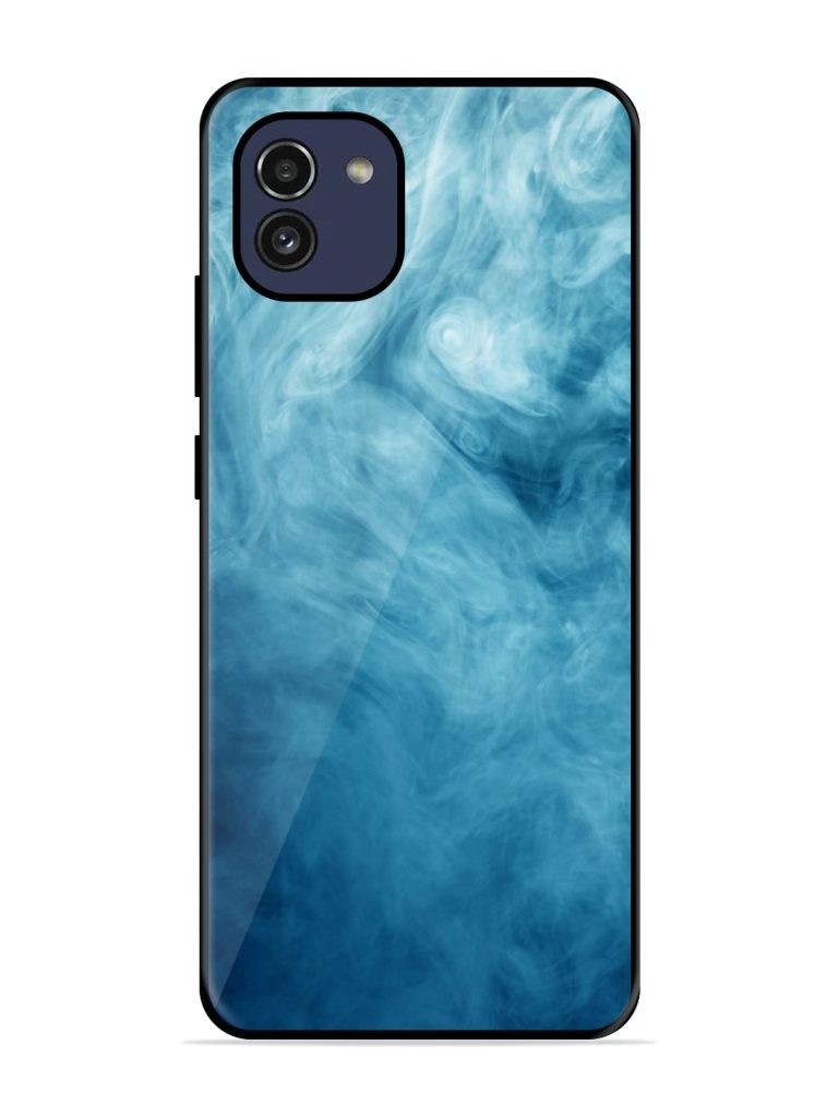 Blue Smoke Art Premium Glass Case for Samsung Galaxy A03 Zapvi