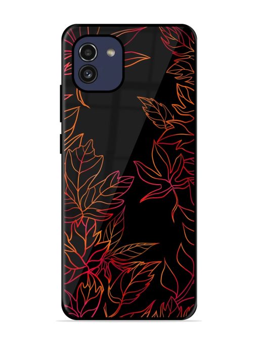 Red Floral Pattern Premium Glass Case for Samsung Galaxy A03 Zapvi