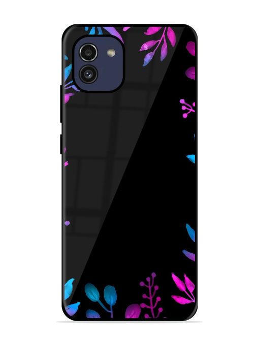 Flower Pattern Watercolor Premium Glass Case for Samsung Galaxy A03 Zapvi