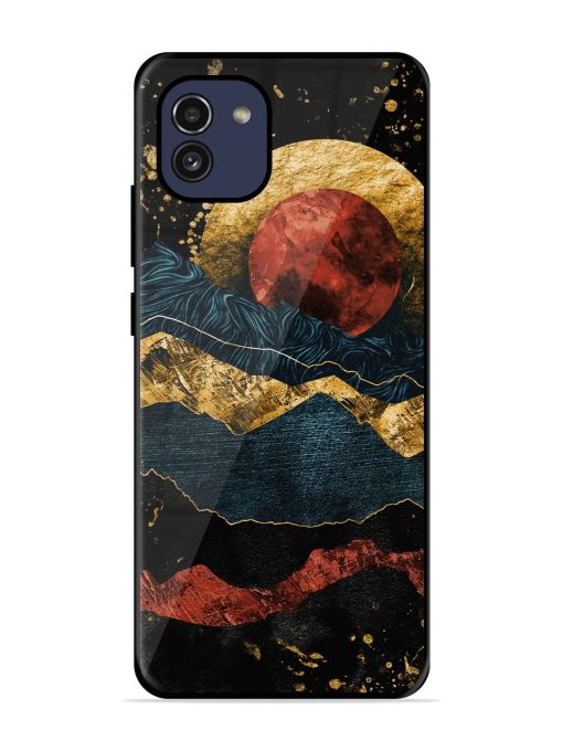 Gold Painting View Premium Glass Case for Samsung Galaxy A03 Zapvi