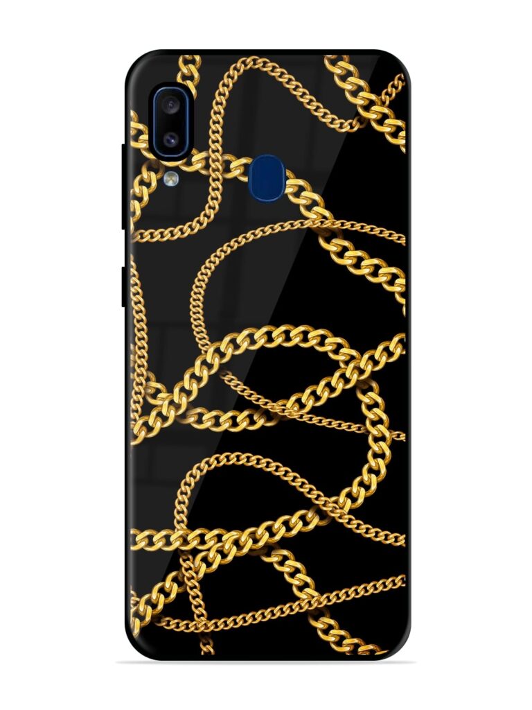 Decorative Golde Chain Premium Glass Case for Samsung Galaxy A20 Zapvi