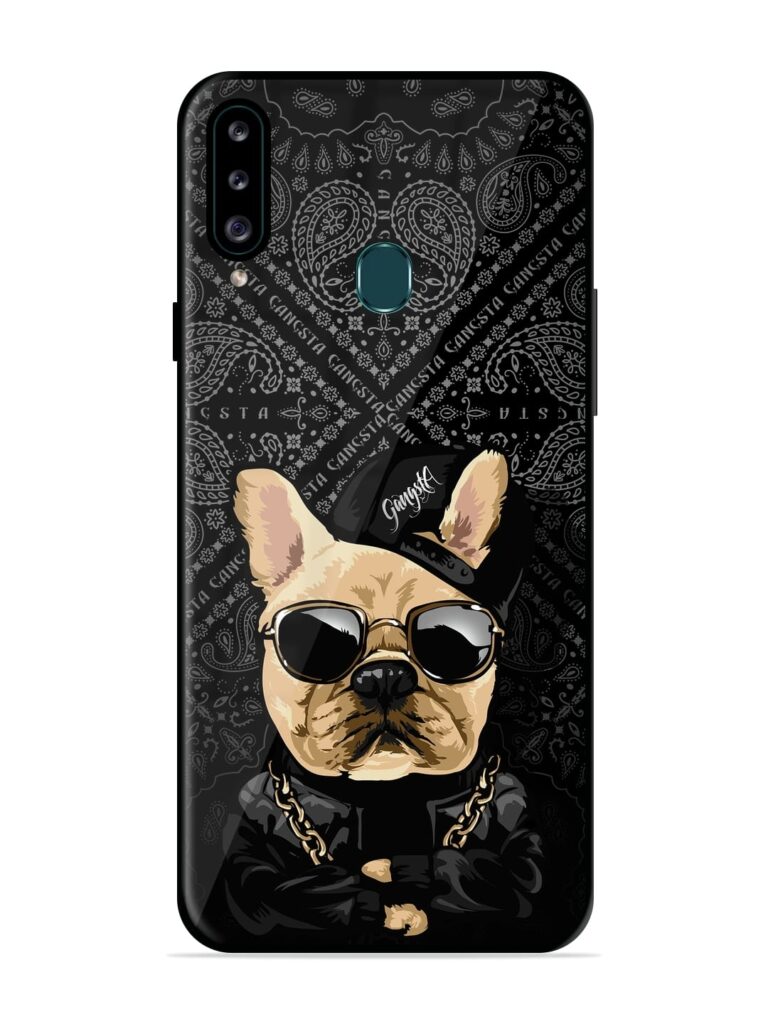 Gangsta Cool Sunglasses Dog Premium Glass Case for Samsung Galaxy A20s Zapvi