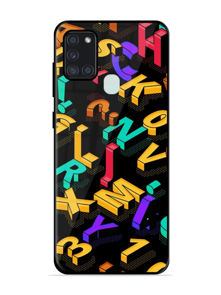 Seamless Pattern With Letters Premium Glass Case for Samsung Galaxy A21s Zapvi