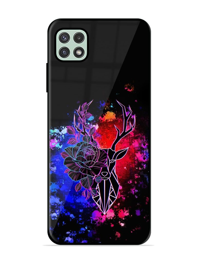 Floral Deer Art Premium Glass Case for Samsung Galaxy A22 (5G) Zapvi