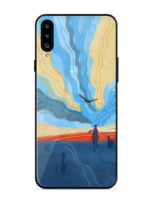 Minimal Abstract Landscape Glossy Metal TPU Case for Samsung Galaxy A30s Zapvi