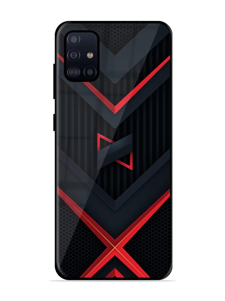 Red Gray Abstract Premium Glass Case for Samsung Galaxy A51 Zapvi