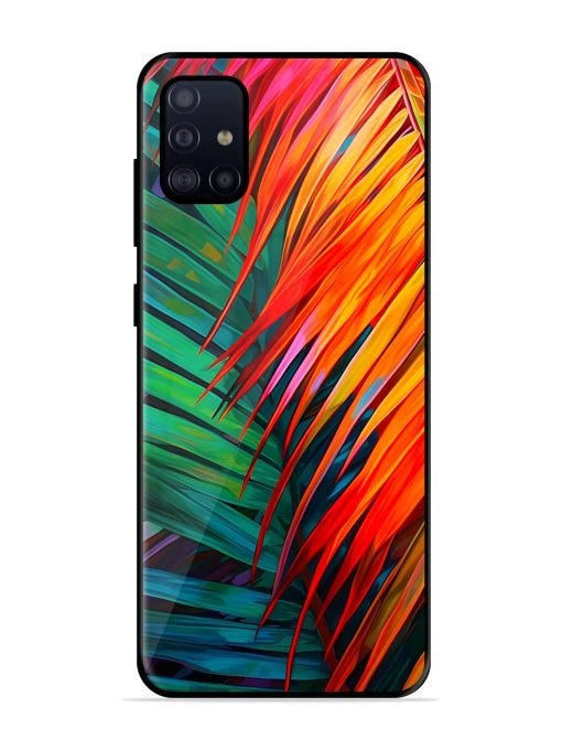 Painted Tropical Leaves Premium Glass Case for Samsung Galaxy A71 Zapvi