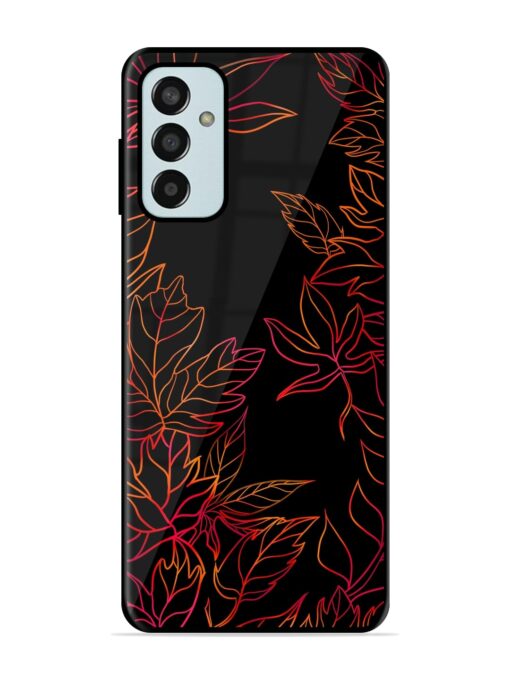 Red Floral Pattern Premium Glass Case for Samsung Galaxy F13 Zapvi