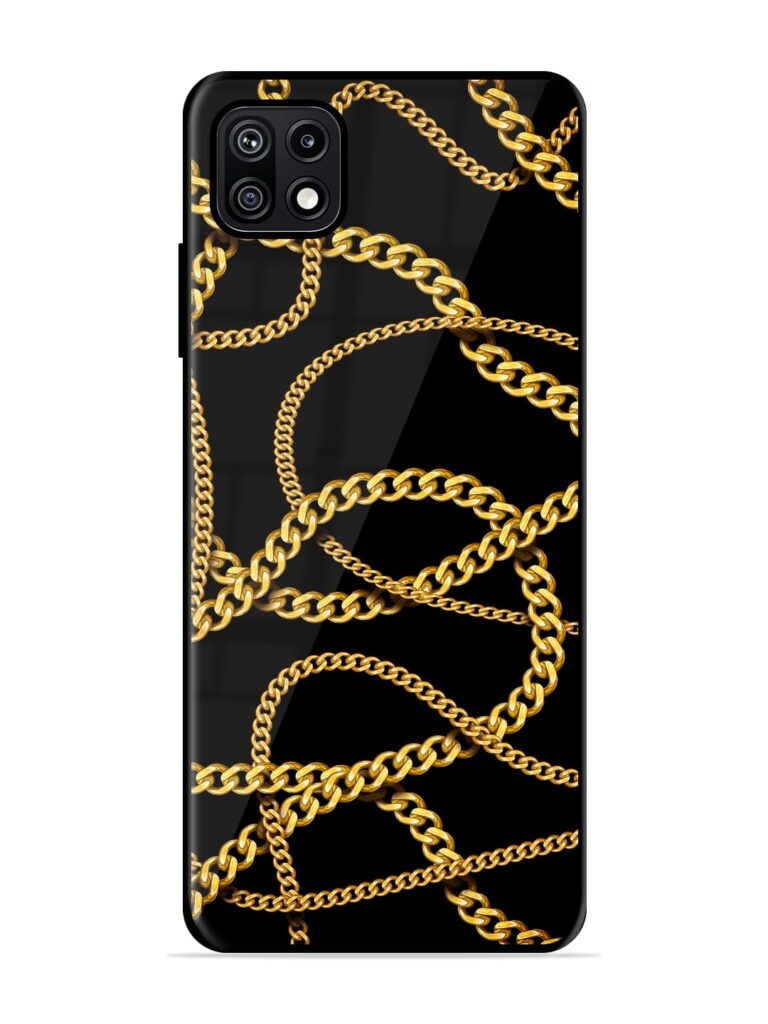 Decorative Golde Chain Premium Glass Case for Samsung Galaxy F42 (5G) Zapvi