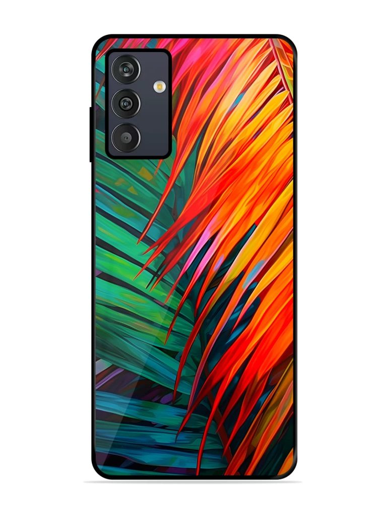 Painted Tropical Leaves Premium Glass Case for Samsung Galaxy M13 (4G) Zapvi