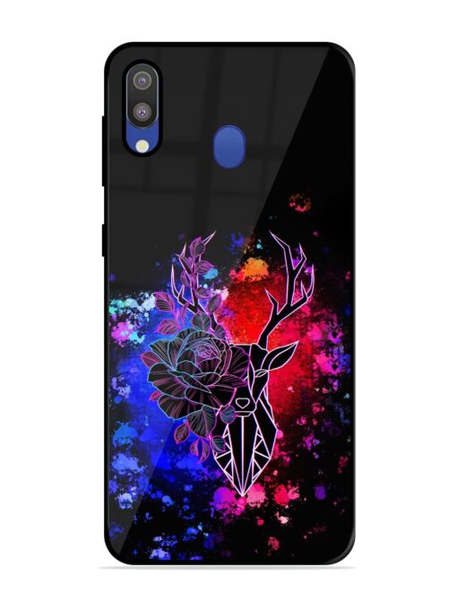 Floral Deer Art Premium Glass Case for Samsung Galaxy M20 Zapvi