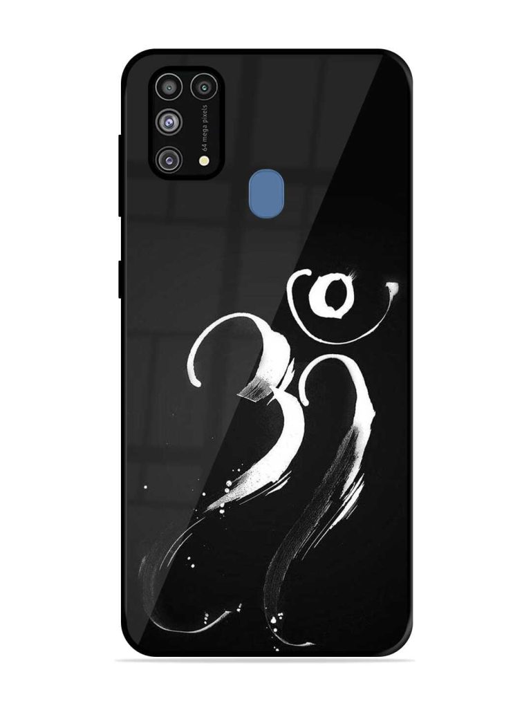 Om Logo Glossy Metal Phone Cover for Samsung Galaxy M31 Prime Zapvi