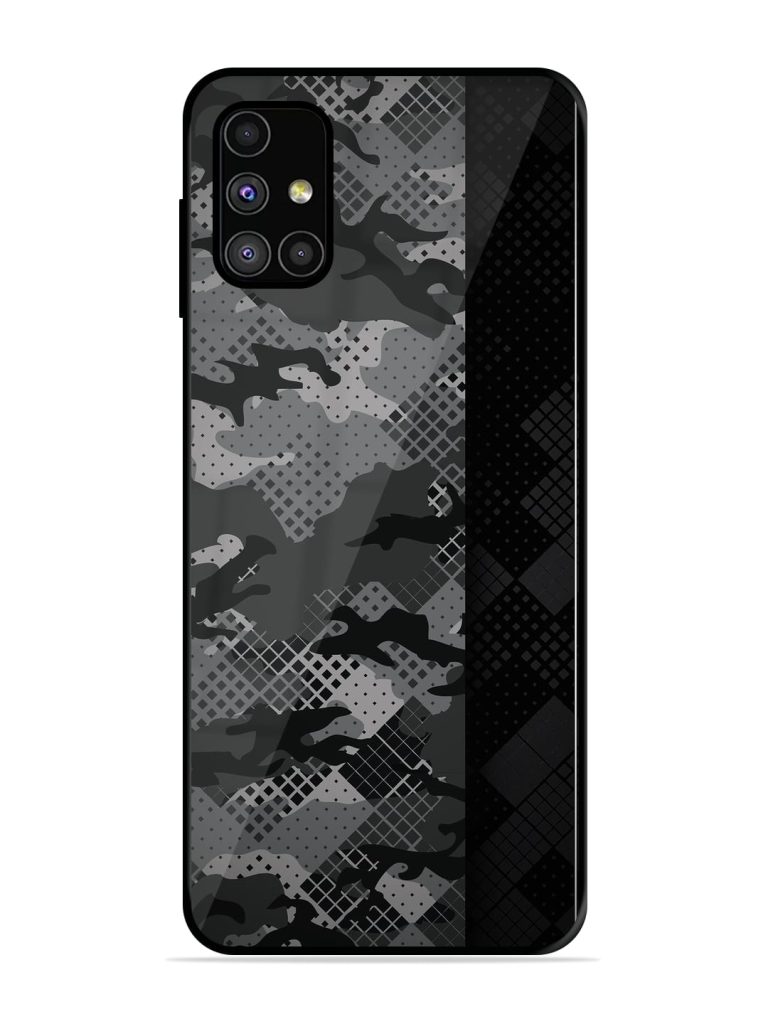 Dark Camouflage Premium Glass Case for Samsung Galaxy M31s Zapvi