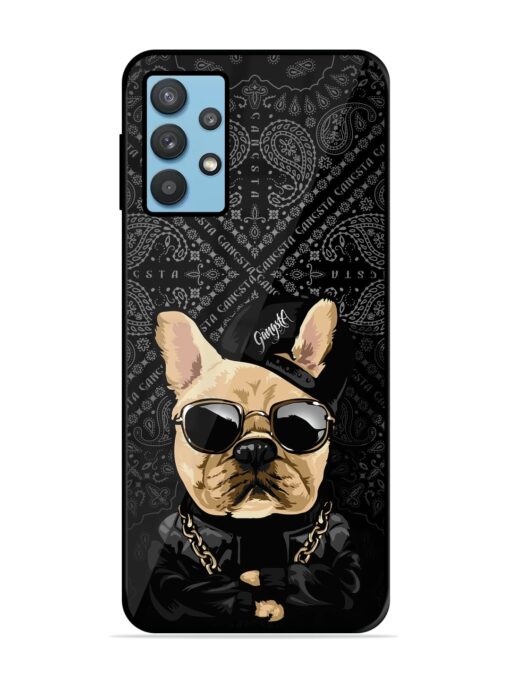 Gangsta Cool Sunglasses Dog Premium Glass Case for Samsung Galaxy M32 (5G) Zapvi