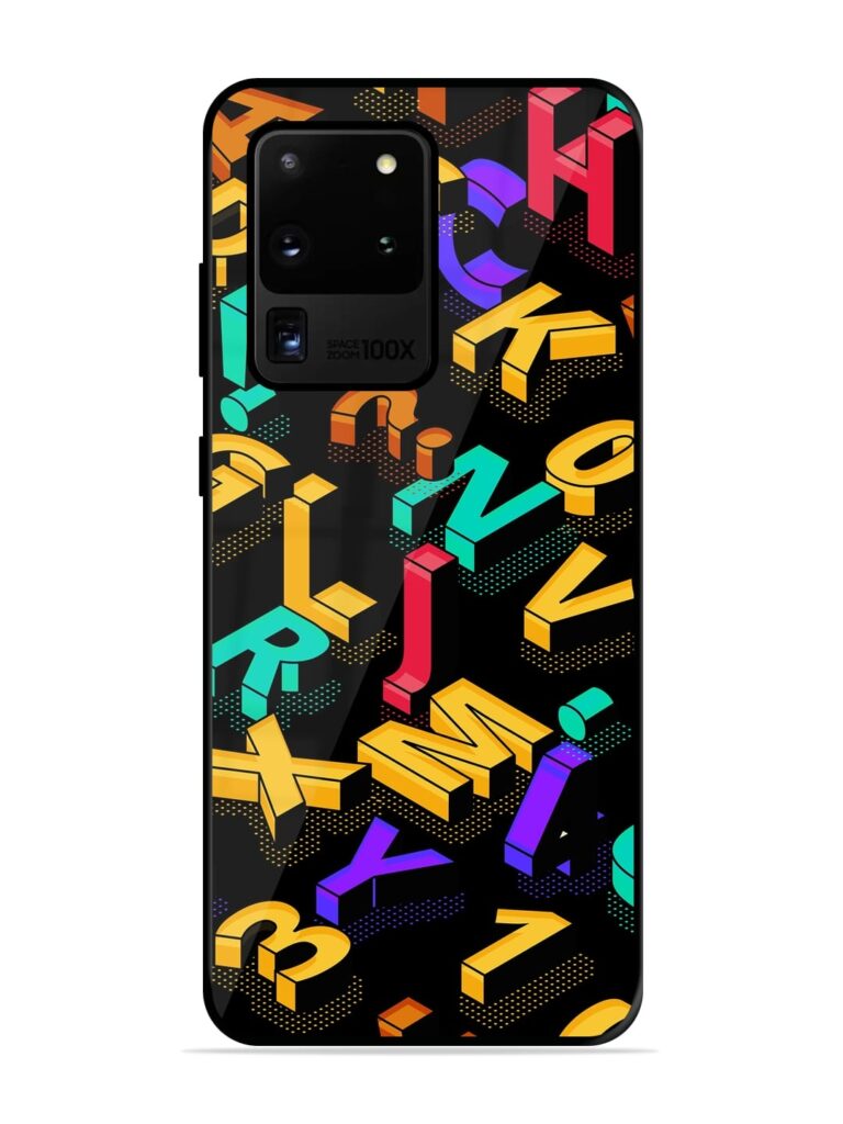 Seamless Pattern With Letters Premium Glass Case for Samsung Galaxy S20 Ultra Zapvi