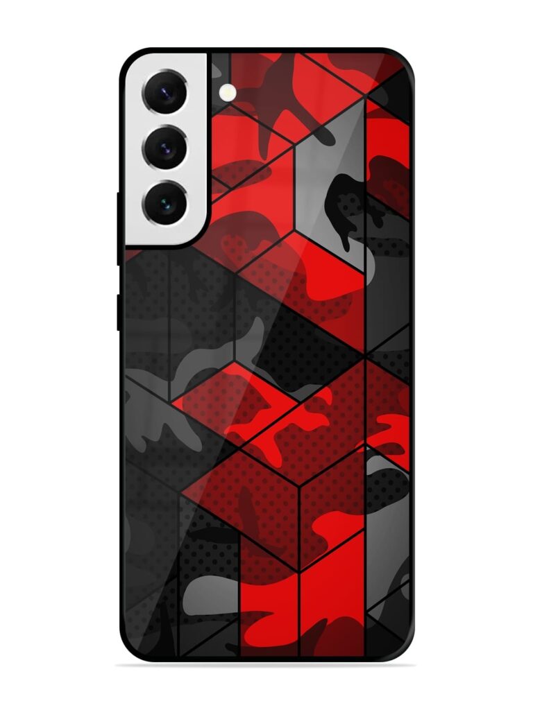 Royal Red Camouflage Pattern Glossy Metal Phone Cover for Samsung Galaxy S21 FE (5G) Zapvi