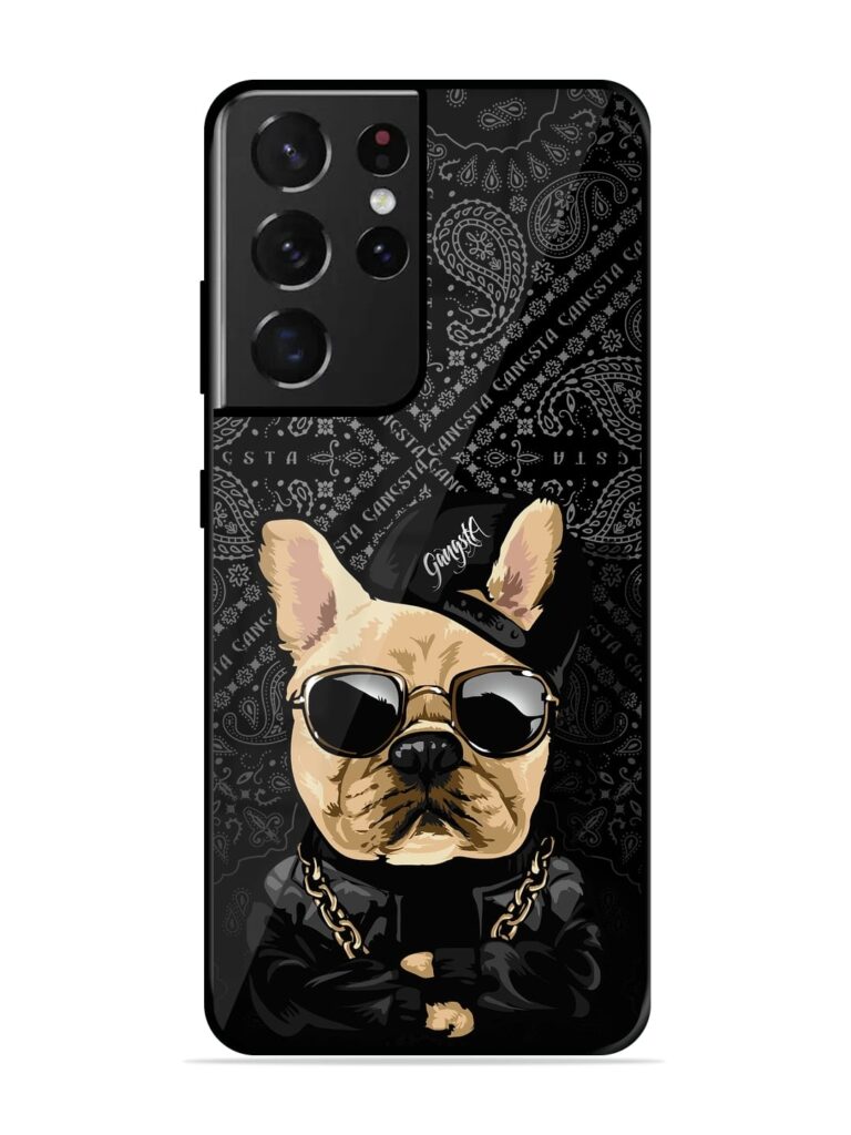 Gangsta Cool Sunglasses Dog Premium Glass Case for Samsung Galaxy S21 Ultra Zapvi