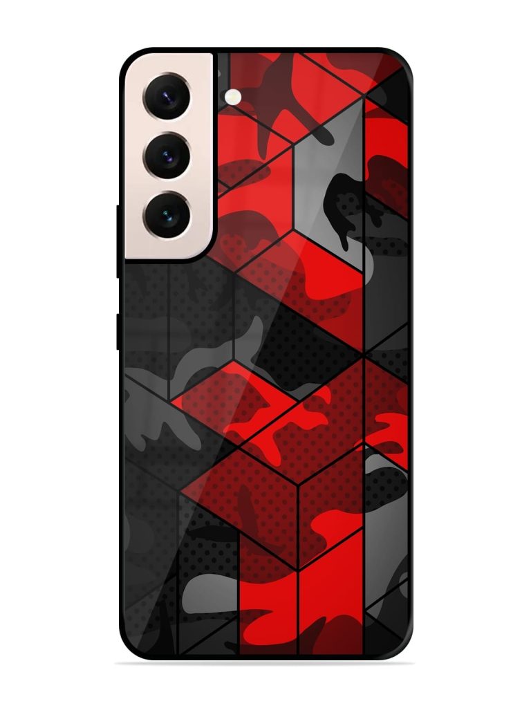 Royal Red Camouflage Pattern Glossy Metal TPU Case for Samsung Galaxy S22 (5G) Zapvi