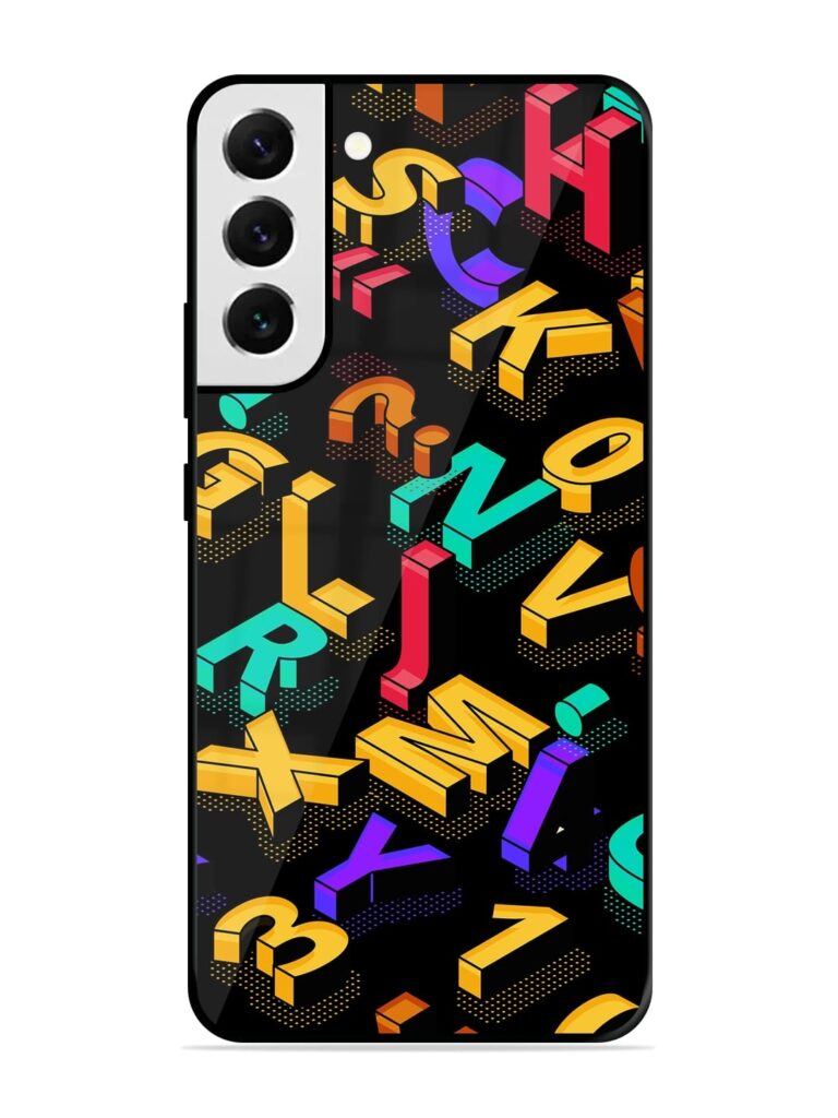 Seamless Pattern With Letters Premium Glass Case for Samsung Galaxy S22 Plus Zapvi