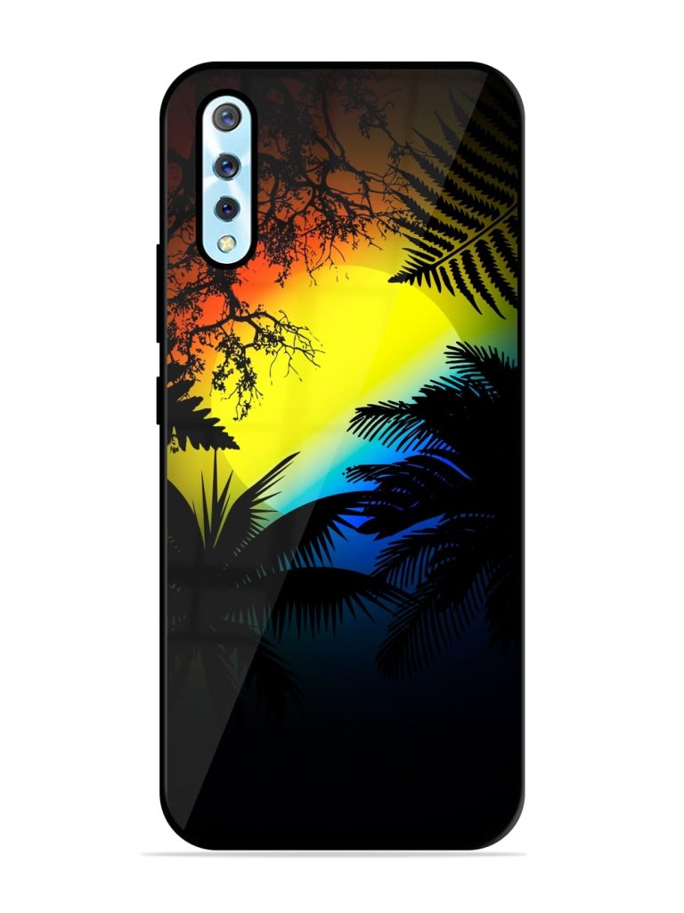 Colorful Sunset With Palm Trees Glossy Metal TPU Case for Vivo S1 Zapvi