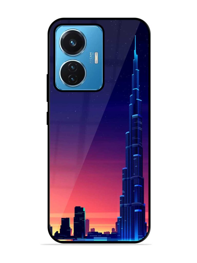 Burj Khalifa Abstract Glossy Metal Phone Cover for Vivo T1 (44W) Zapvi