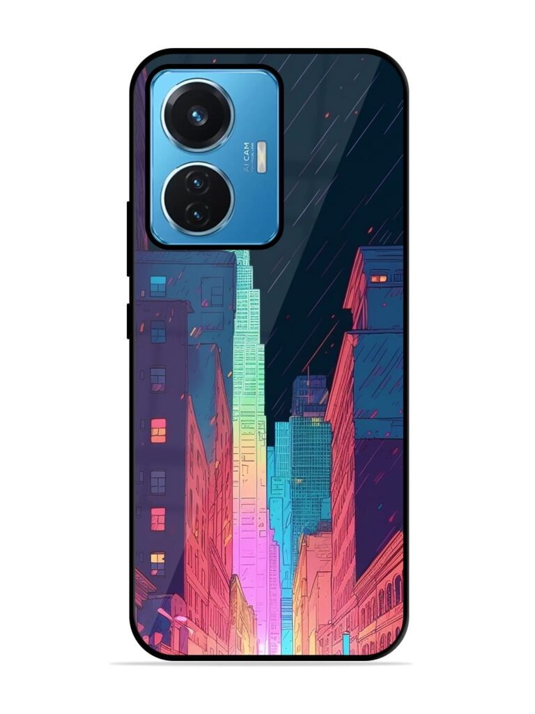 Minimal City Art Glossy Metal Phone Cover for Vivo T1 (44W) Zapvi