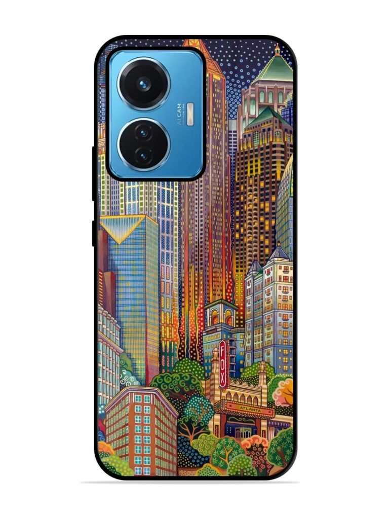 Cityscapes Art Glossy Metal Phone Cover for Vivo T1 (44W) Zapvi