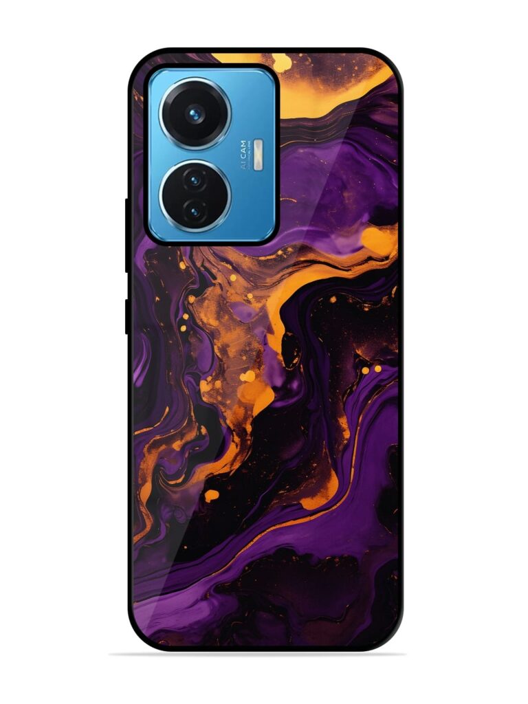Painting Of A Purple Glossy Metal Phone Cover for Vivo T1 (44W) Zapvi