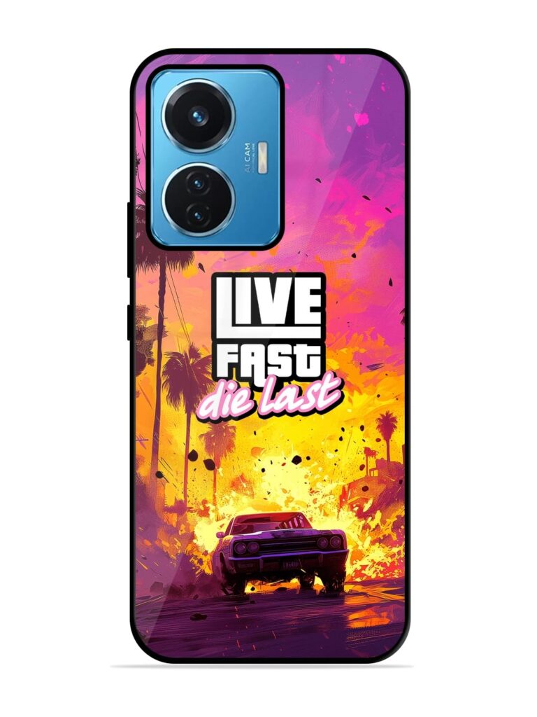 Live Fast Glossy Metal Phone Cover for Vivo T1 (44W) Zapvi