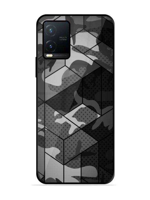 Hexagonal Pattern Glossy Metal Phone Cover for Vivo T1x Zapvi