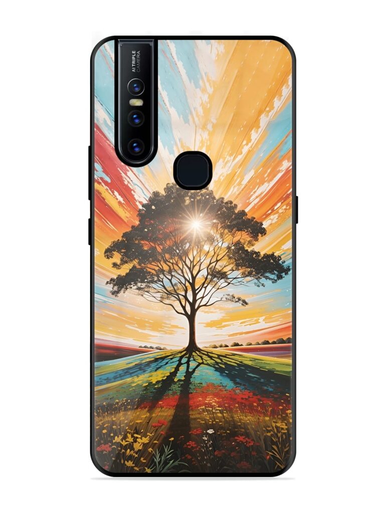 Abstract Tree Colorful Art Premium Glass Case for Vivo V15 Zapvi