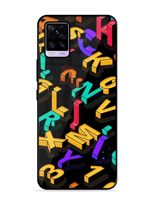 Seamless Pattern With Letters Premium Glass Case for Vivo V20 Pro Zapvi