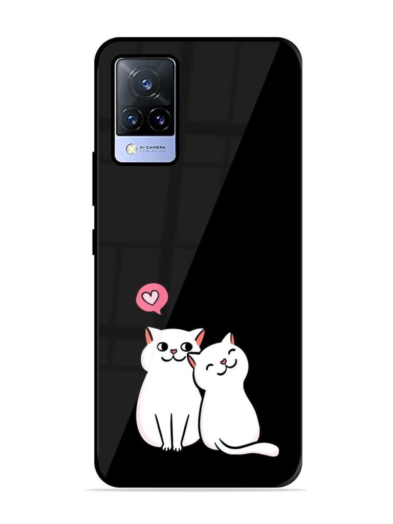 Cat Love Premium Glass Case for Vivo V21 (5G) Zapvi