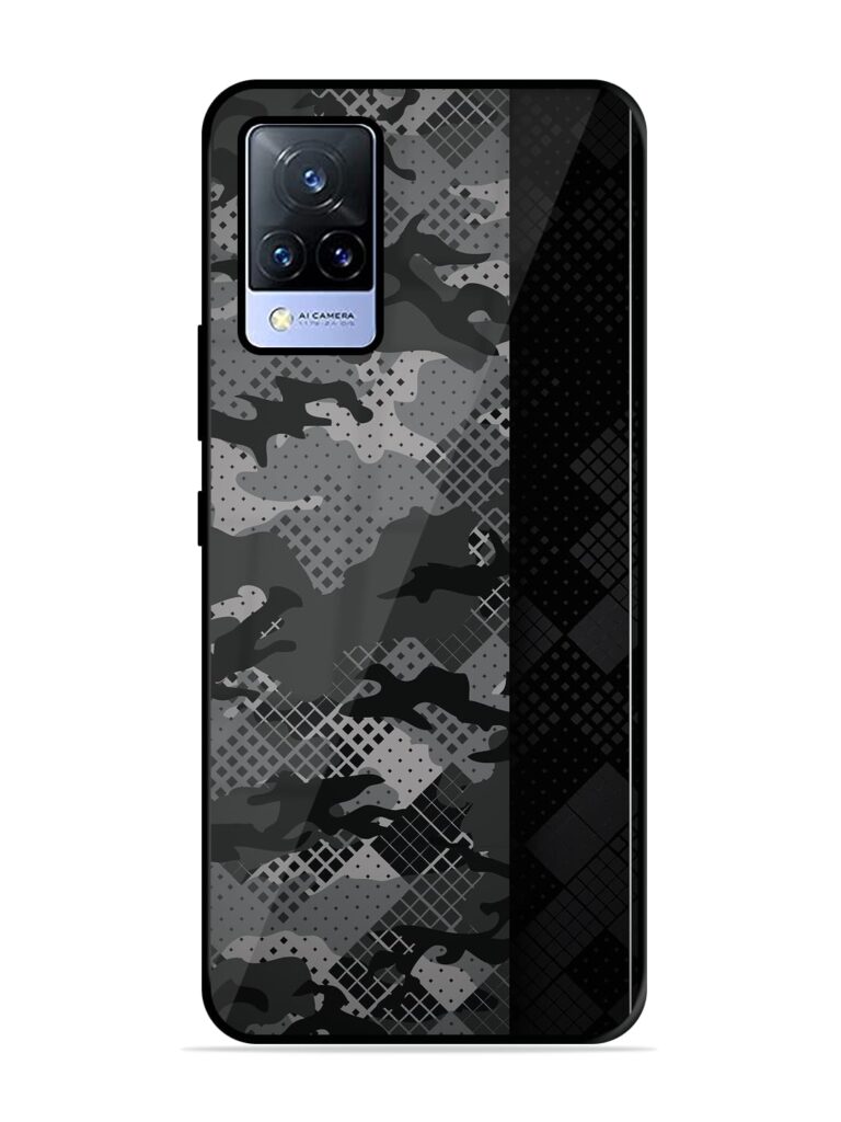 Dark Camouflage Premium Glass Case for Vivo V21 (5G) Zapvi
