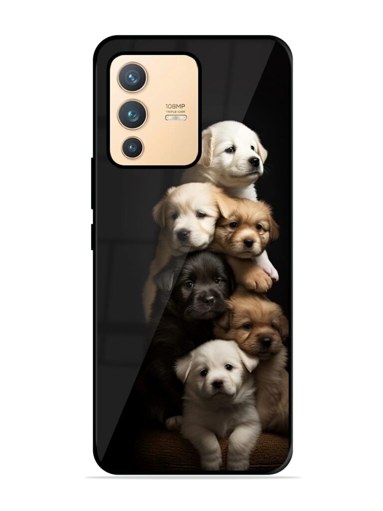 Cute Baby Dogs Premium Glass Case for Vivo V23 Pro (5G) Zapvi