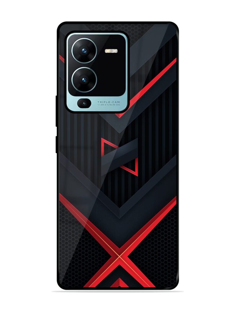 Red Gray Abstract Glossy Metal TPU Case for Vivo V25 Pro (5G) Zapvi