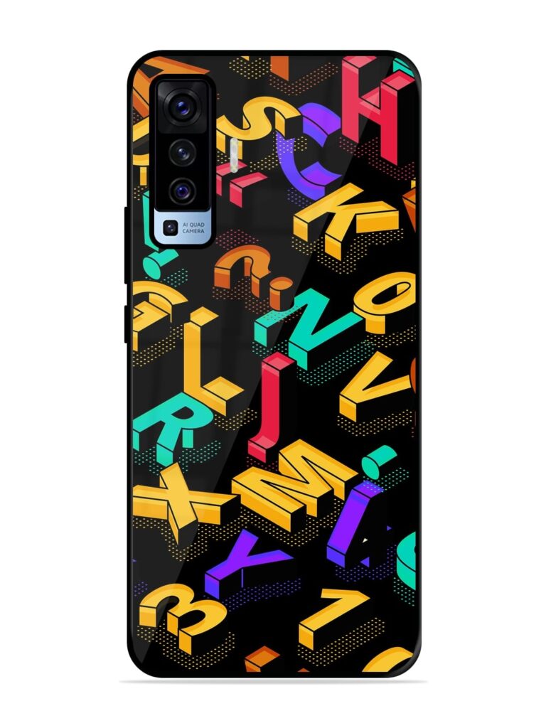 Seamless Pattern With Letters Premium Glass Case for Vivo X50 Zapvi