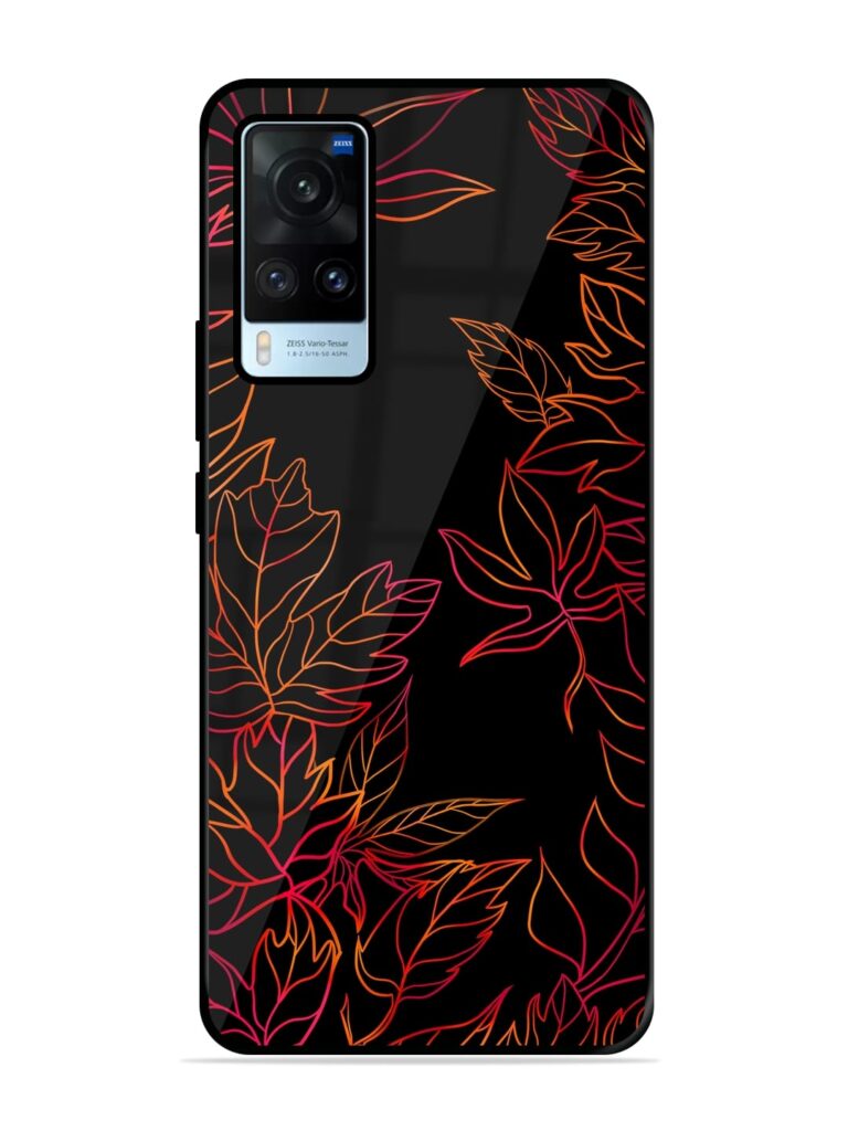 Red Floral Pattern Premium Glass Case for Vivo X60 Zapvi