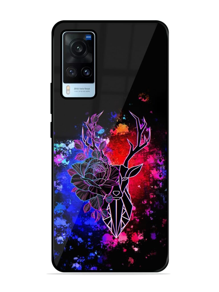 Floral Deer Art Premium Glass Case for Vivo X60 Zapvi