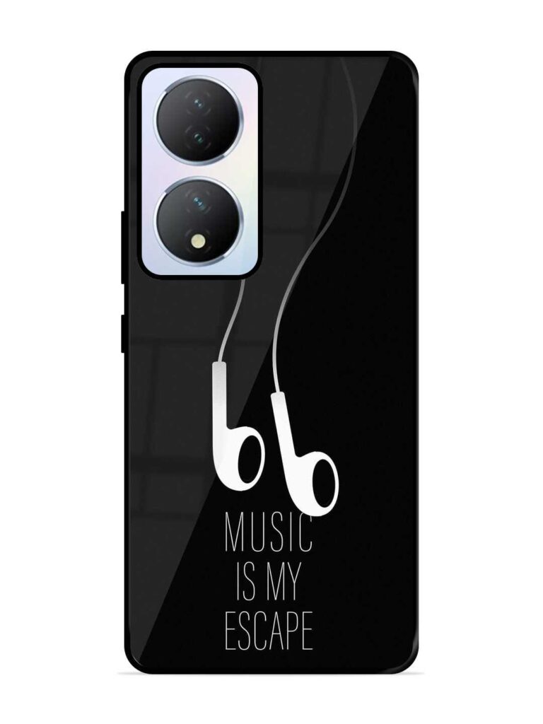 Music Is My Escape Glossy Metal Phone Cover for Vivo Y100 (5G) Zapvi