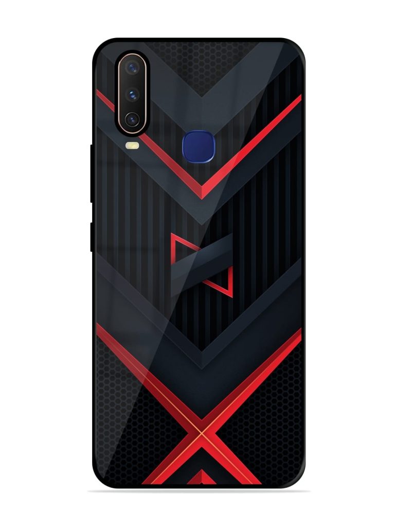 Red Gray Abstract Premium Glass Case for Vivo Y12 Zapvi