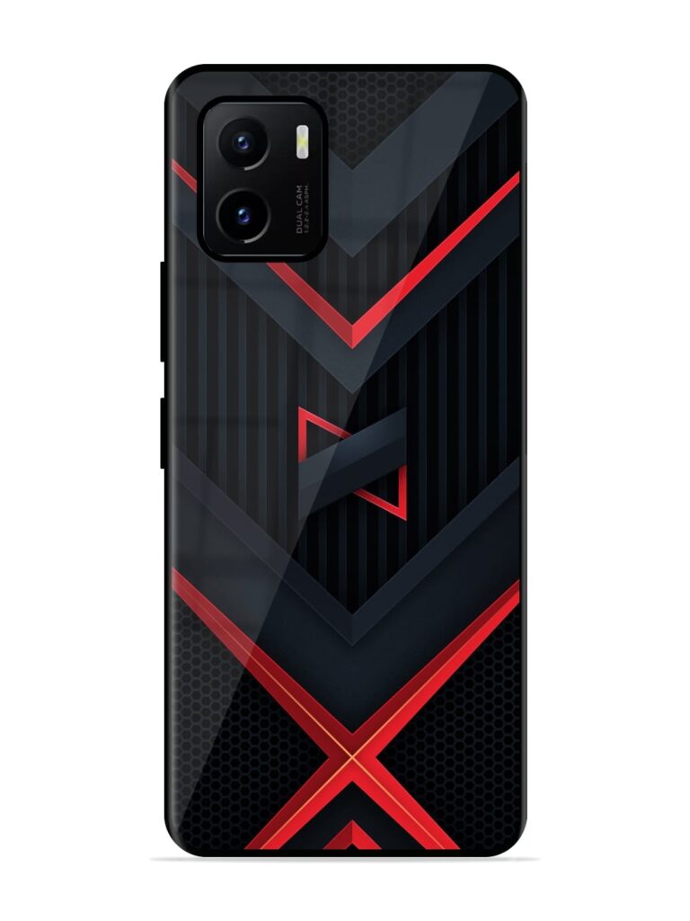 Red Gray Abstract Premium Glass Case for Vivo Y15s Zapvi