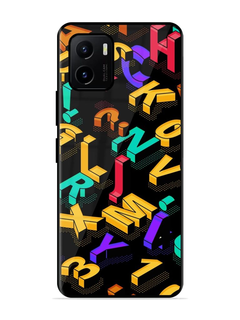 Seamless Pattern With Letters Premium Glass Case for Vivo Y15s Zapvi