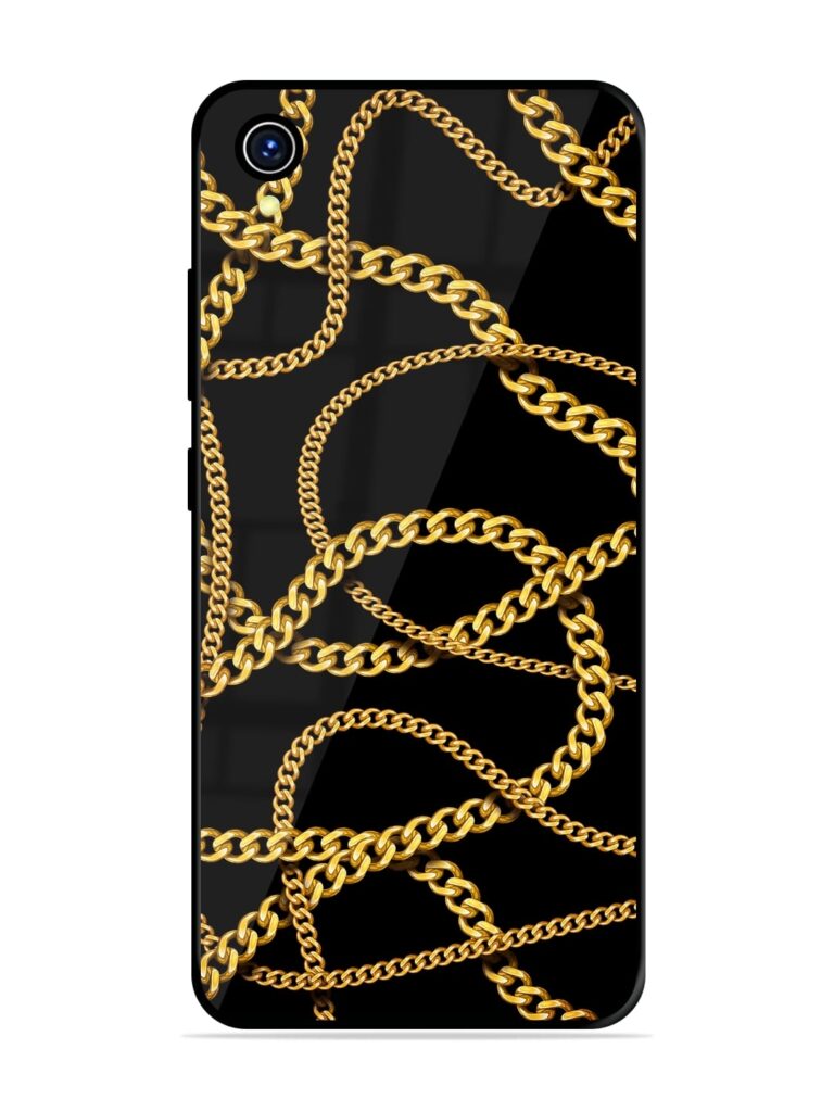 Decorative Golde Chain Premium Glass Case for Vivo Y1s Zapvi