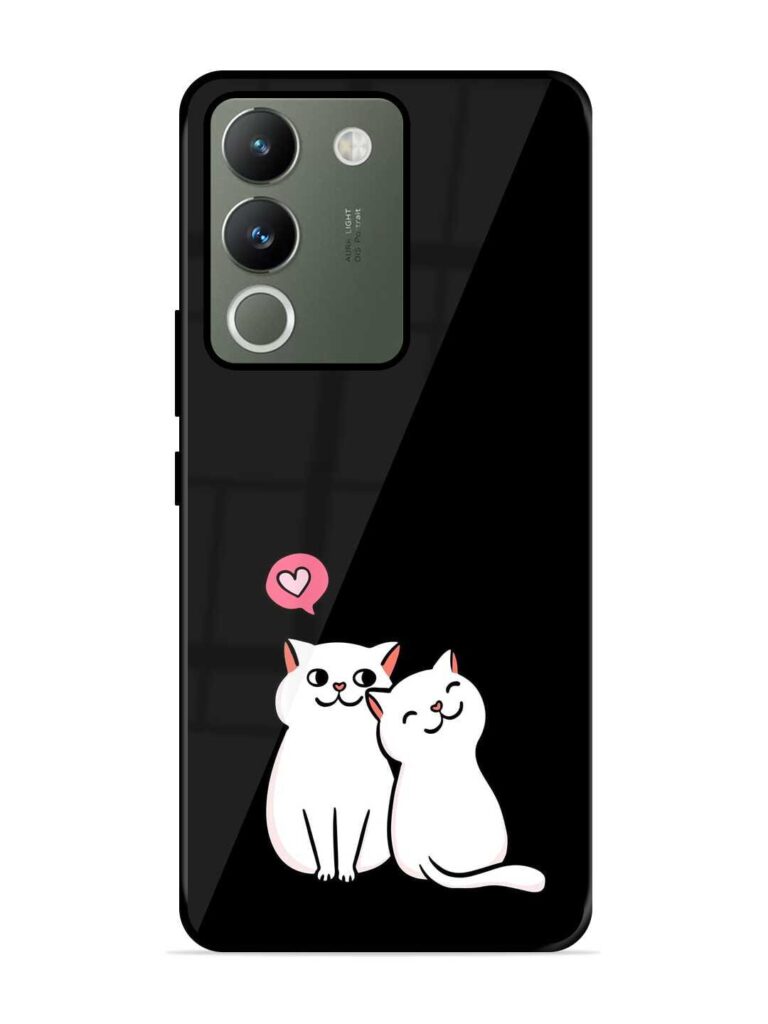 Cat Love Glossy Metal Phone Cover for Vivo Y200 (5G) Zapvi
