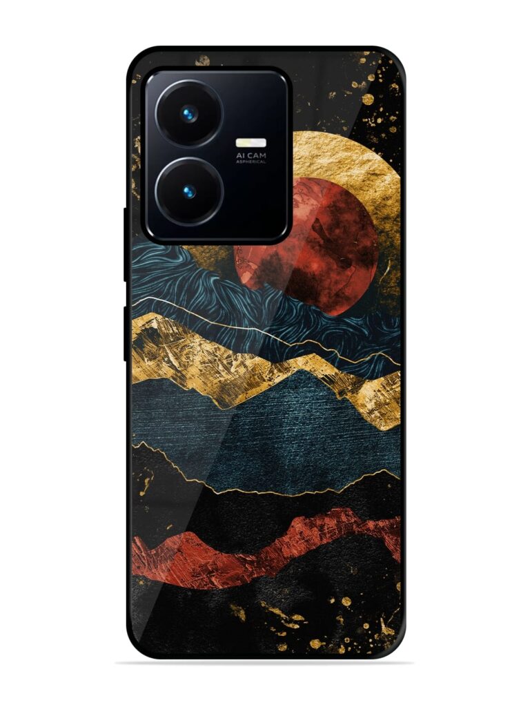 Gold Painting View Premium Glass Case for Vivo Y22 Zapvi