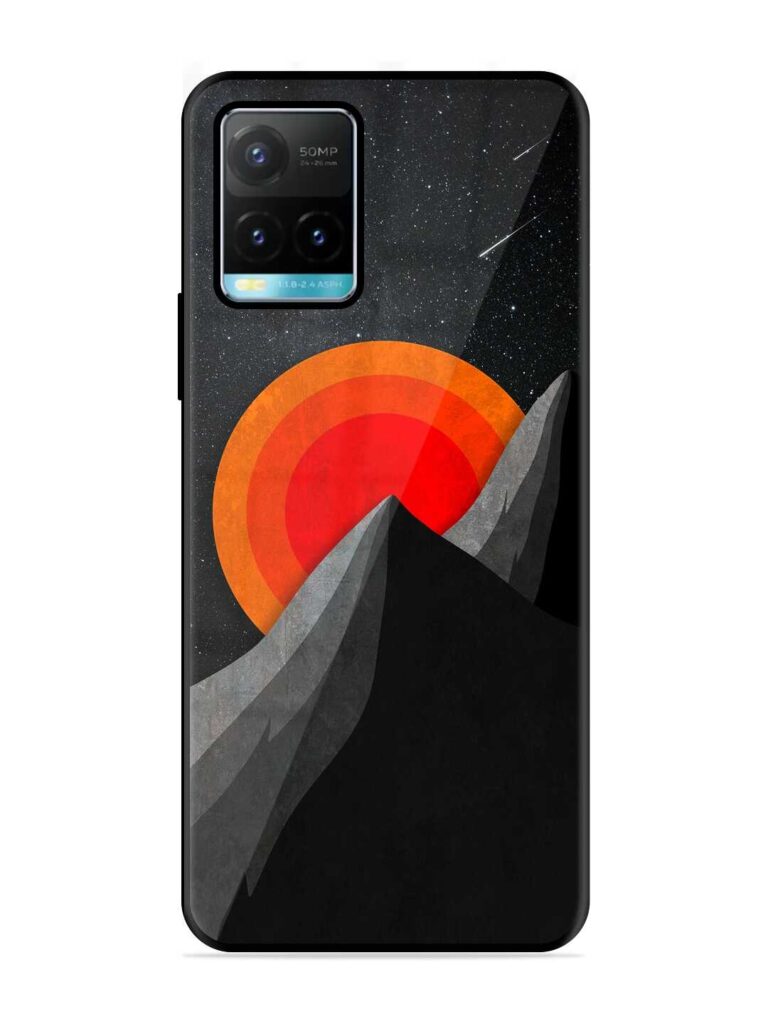 Black Mountain Glossy Metal Phone Cover for Vivo Y33s Zapvi