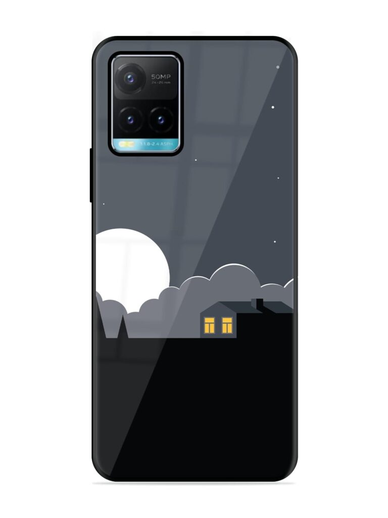 Full Moon Vector Art Glossy Metal Phone Cover for Vivo Y33s Zapvi